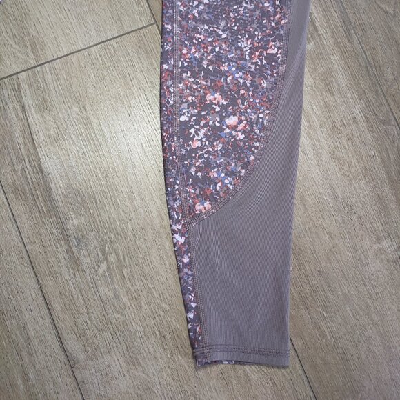 Athleta Rainier Printed Mesh Tight Sandstone Smoke Almond High Waist size S - Picture 5 of 13